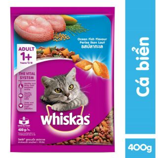 Combo 4 gói thức ăn cho mèo lớn whiskas vị cá biển 400gr