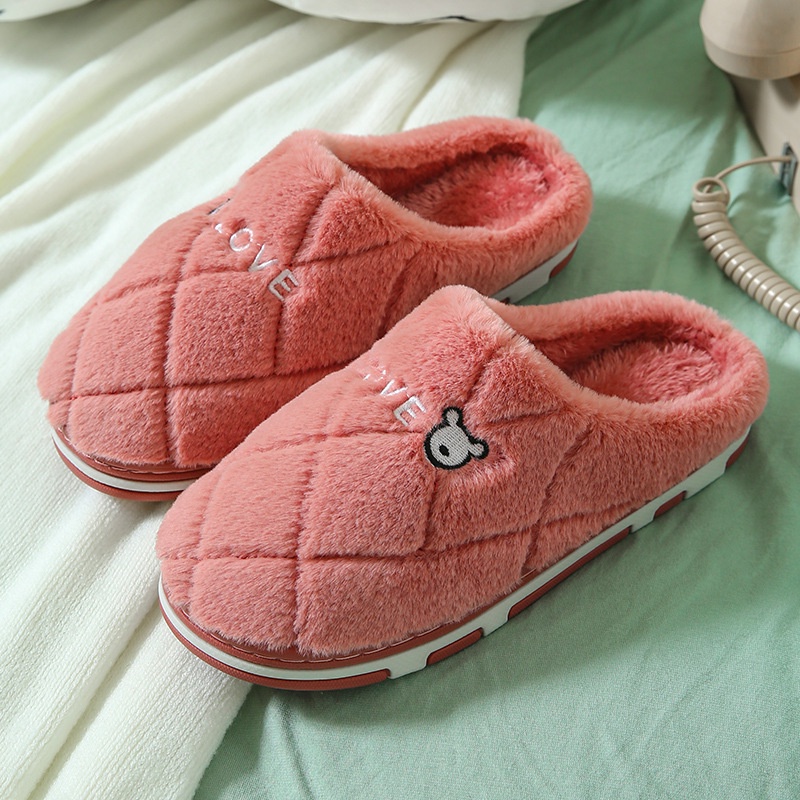 Dép bông gấu dứa nam nữ đi trong nhà, văn phòng ấm áp chống trơn Warm A126