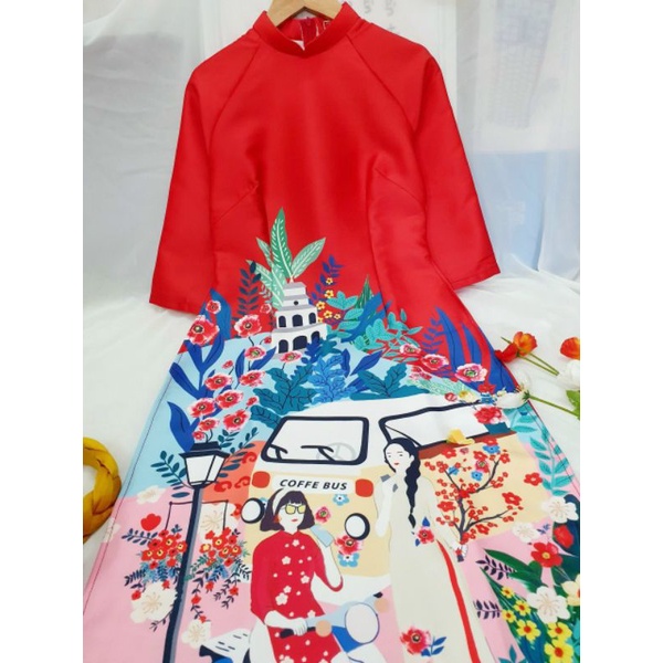Áo dài cao cấp mẹ bé 🎀LINLEE🎀 Áo  dài cách tân đẹp giá rẻ, áo dài đôi điệu đà cao cấp
