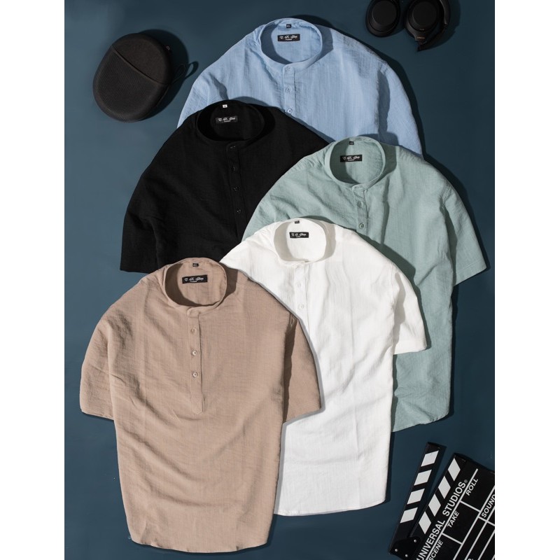 Áo sơ mi đũi cổ trụ tay ngắn BIGSIZE nam < 125kg