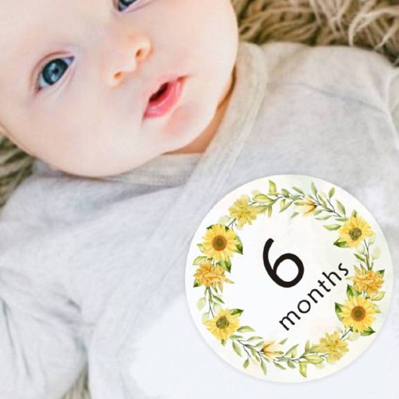 Set 12 Sticker Đánh Dấu Cột Mốc Phát Triển Theo Tháng Cho Bé 1-12 Tháng Tuổi