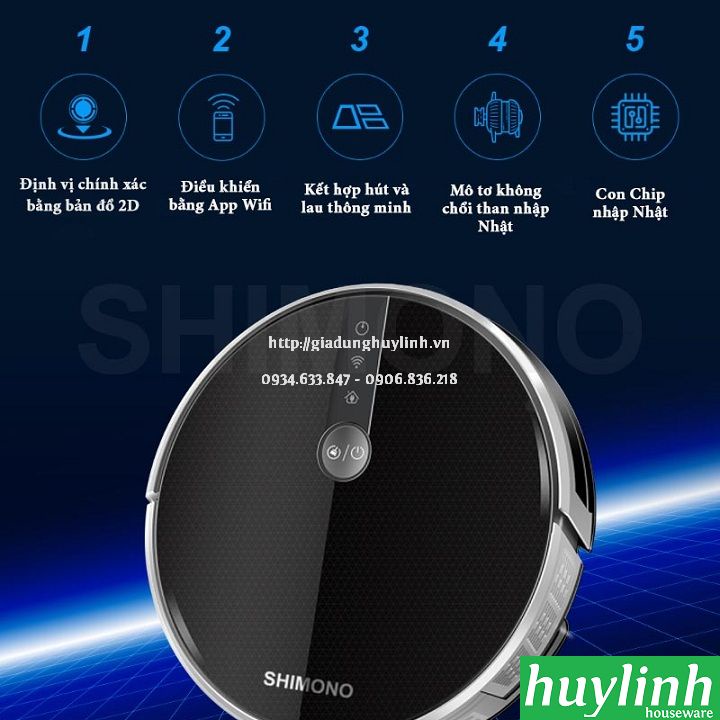 [Mã ELHA10 giảm 6% đơn 5TR] Robot hút bụi lau nhà Shimono RS38B - Điều khiển smartphone