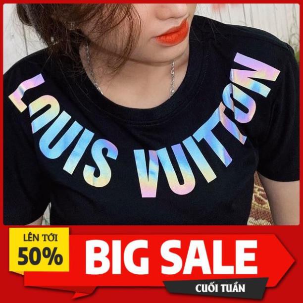 Áo thun nam nữ tay lỡ chữ Louis phản quang 2 mặt vòng cổ dọc lưng video kèm ảnh thật ྇
