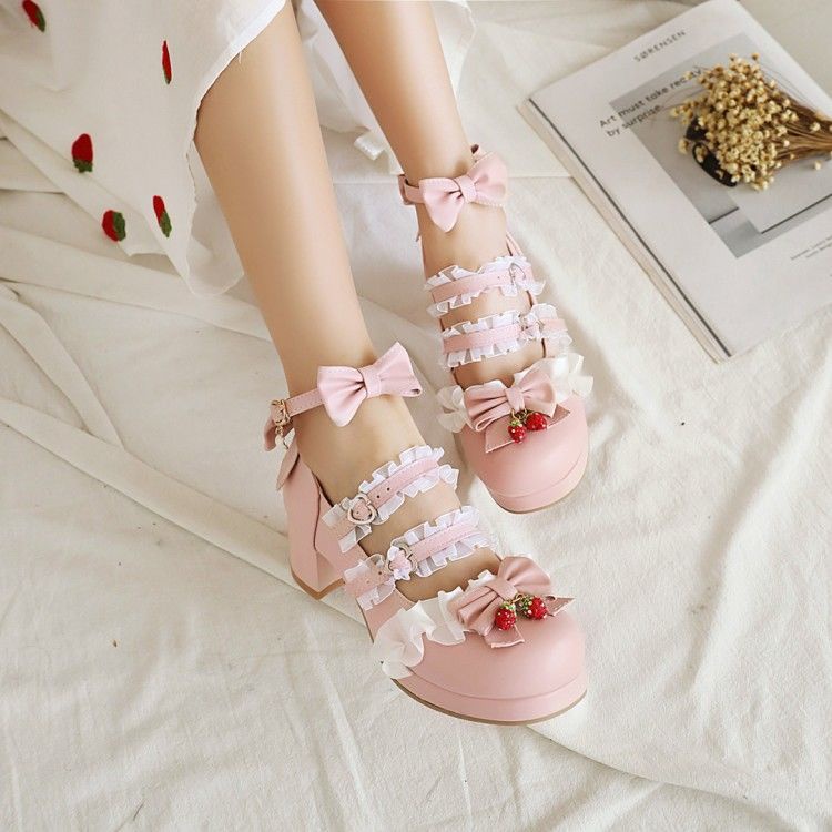 Giày Cao Gót Bằng Da Phong Cách Lolita Cho Bé Gái
