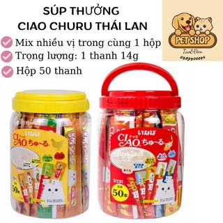 Ciao churu súp thưởng cho mèo thái lan hộp 50 thanh mix vị