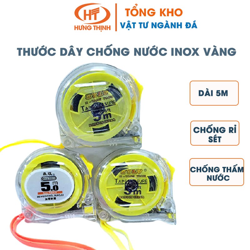 Thước dây chống nước inox vàng- Thước dây thép đa năng chống nước, chống mòn độ dài 5M