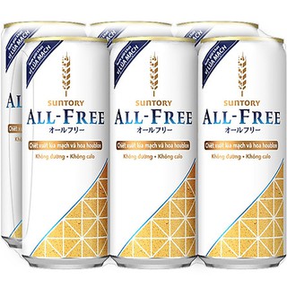 LỐC 6 LON NƯỚC GIẢI KHÁT VỊ LÚA MẠCH SUNTORY ALL-FREE