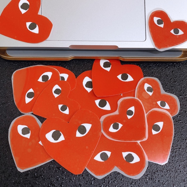 Decal Logo Sticker Patch in áo ủi trực tiếp lên vải hình Play Heart trái tim con mắt đỏ