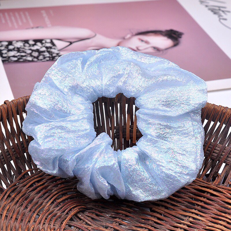 Cột tóc Srunchies nhũ bạc,chun buộc tóc cute