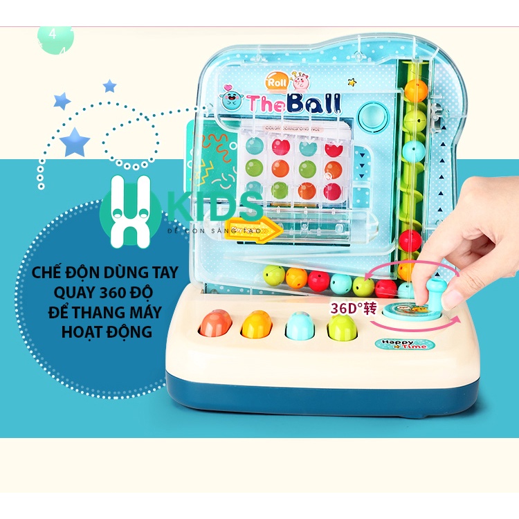 Máy trò chơi bắt bóng lăn pinball kèm thẻ toán học, đồ chơi giáo dục sớm tập phối hợp tay mắt rèn luyện tư duy cho bé