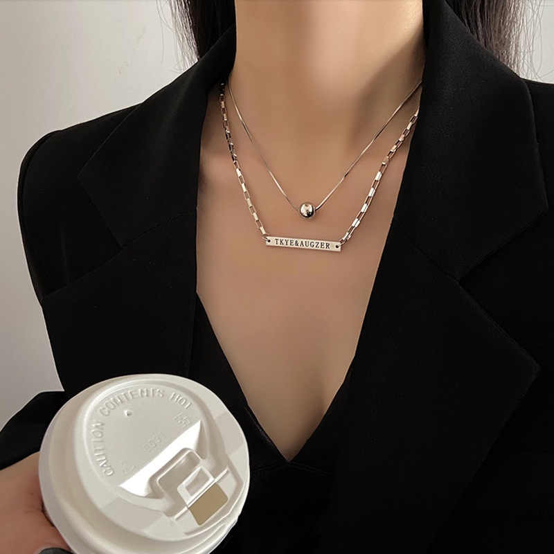 Vòng cổ Hai Lớp Mặt Vuông Đính Hạt Kim Loại Đơn Giản Thời Trang Mùa Hè Dành Cho Nữ