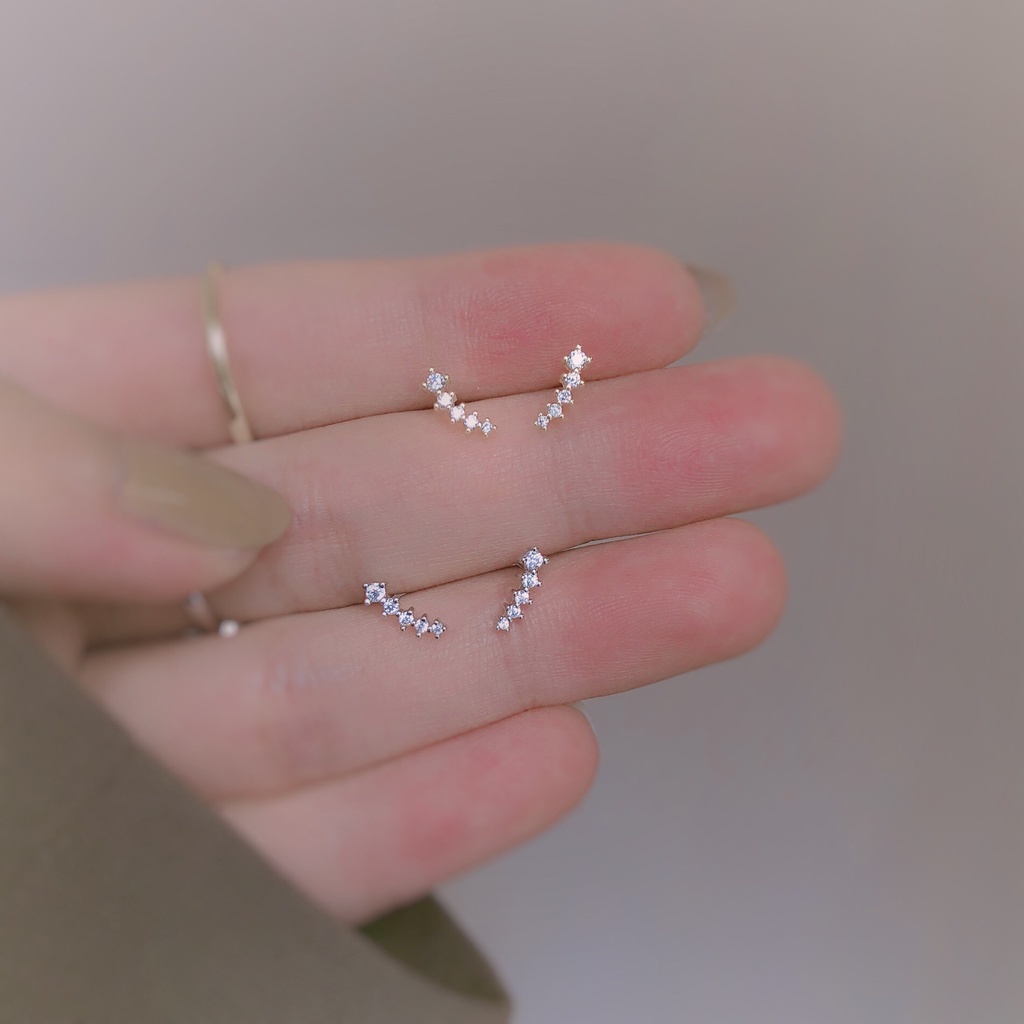 Bông tai sao băng đính đá lấp lánh LINH MIU SILVER