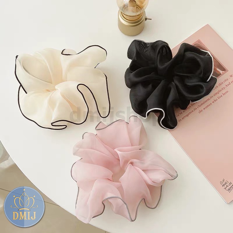 Cột tóc vải scrunchies loại to họa tiết đơn giản dây buộc tóc scrunchies đáng yêu