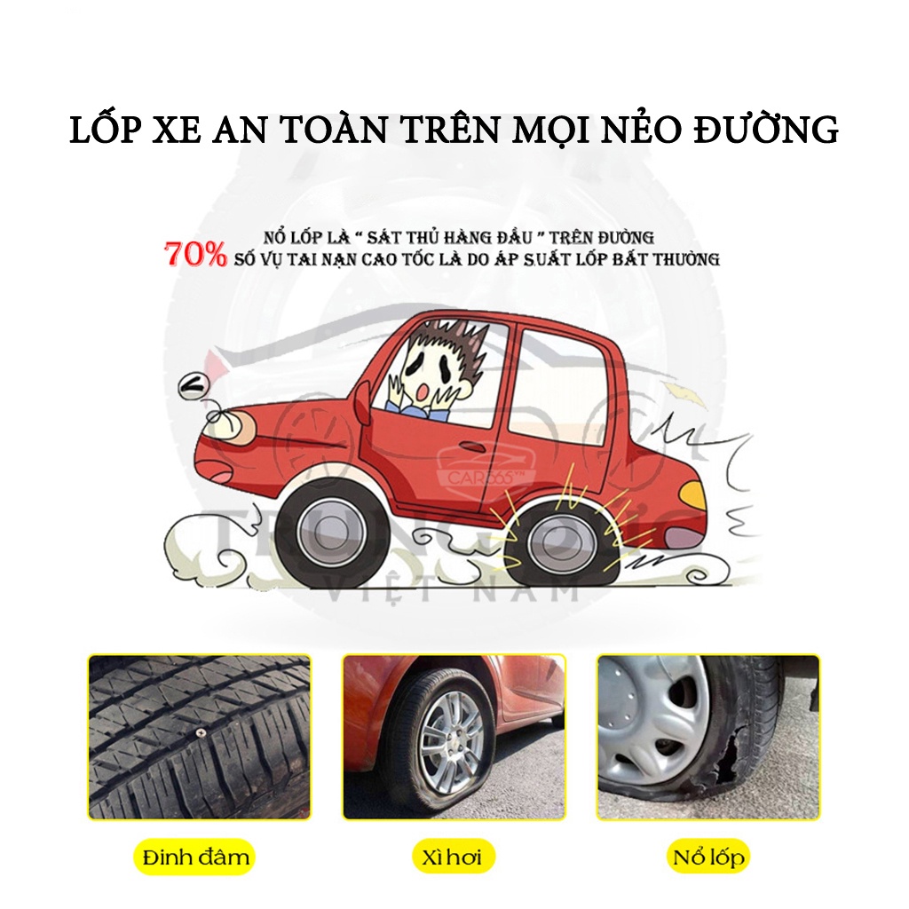 Cảm biến áp suất lốp ô tô xe hơi TRUNGDUCVN gắn ngoài cao cấp Car365, Pin sạc năng lượng mặt trời, màn hình LCD