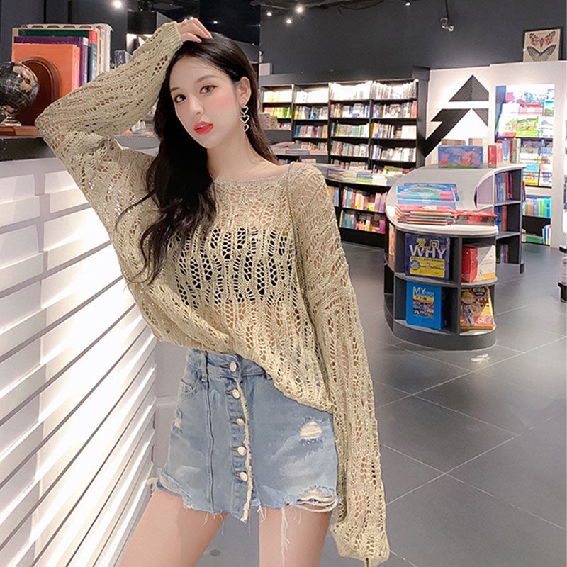 Áo Dệt Kim Mỏng Dáng Ngắn Kiểu Mới