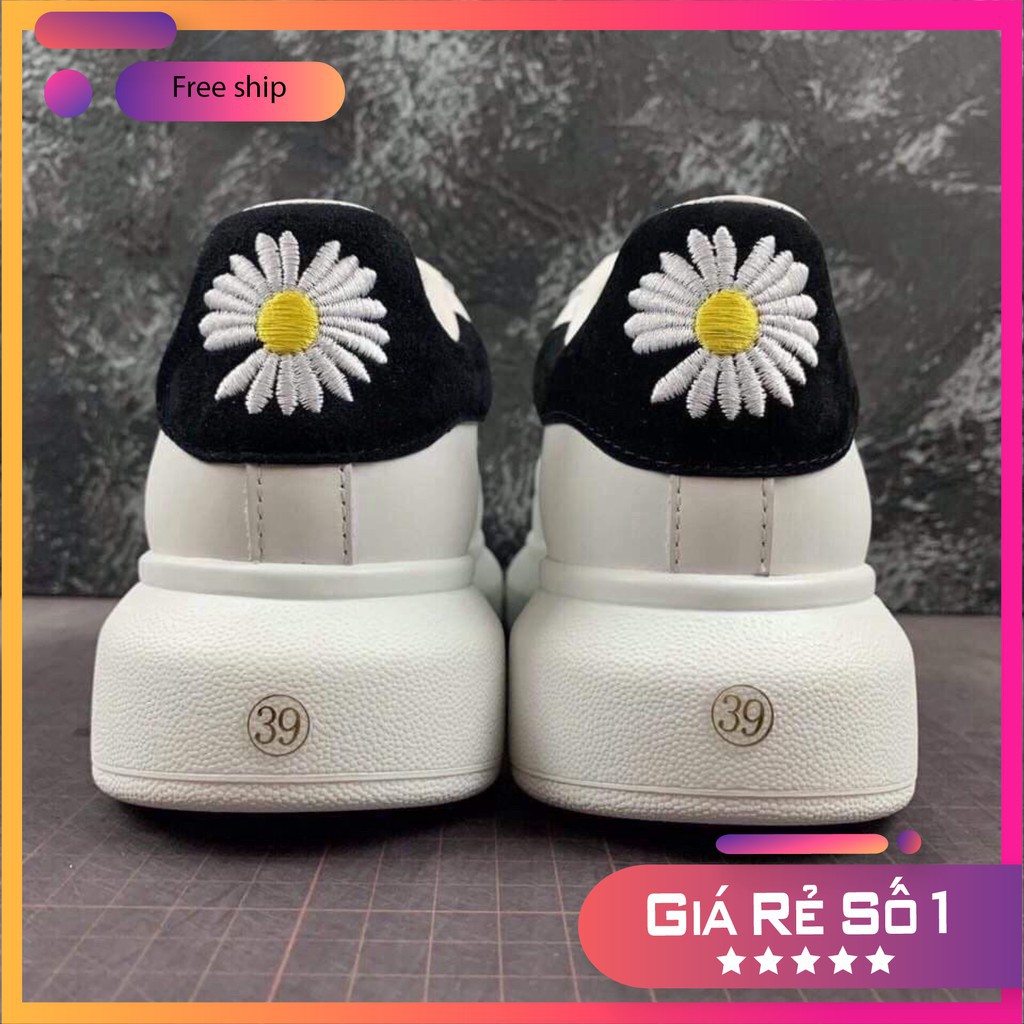 TSW - Giày Mcqueen trắng gót nhung hình Hoa Cúc hàng cao cấp giá xưởng Form dành cho cả nam nữ freeship từ 150k đẹp mịn