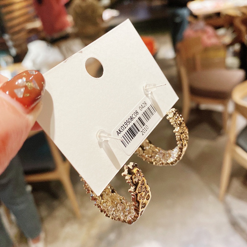 Bông Tai Tròn Đính Đá Lấp Lánh Sang Trọng Dành Cho Nữ
