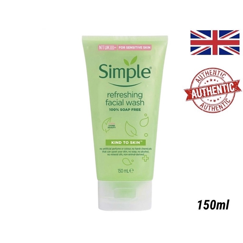 Sữa Rửa Mặt SIMPLE Refreshing Facial Wash Dạng Gel, Gel Rửa Mặt Phù Hợp Với Mọi Loại Da (150ml)