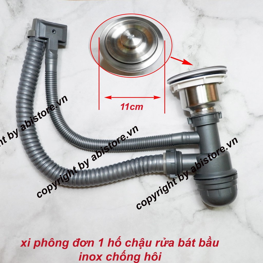 [SALE] Xi phông chậu rửa bát 1 hố bầu inox 304 xịn hàng đẹp giá rẻ