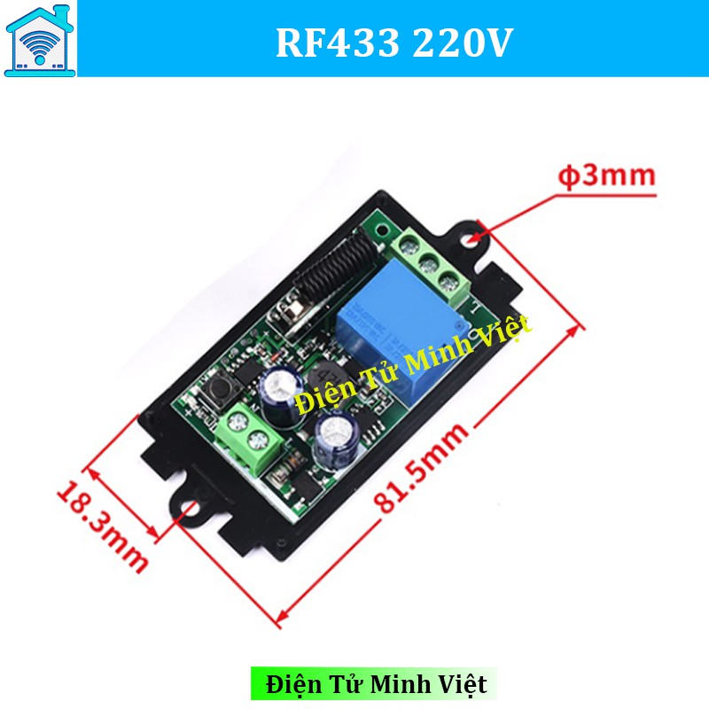 Công Tắc Điều Khiển Từ Xa Rf 433 - 220V Remote Màu Đen RF433