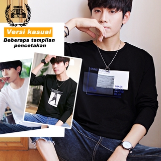 Men's fashion round neck long sleeve T-shirt casual printing T-shirt