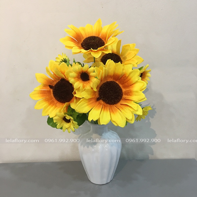 Chùm Hoa Hướng Dương, hoa hướng dương giả cắm lọ trang trí, Decor Nhà Cửa - HOG0003