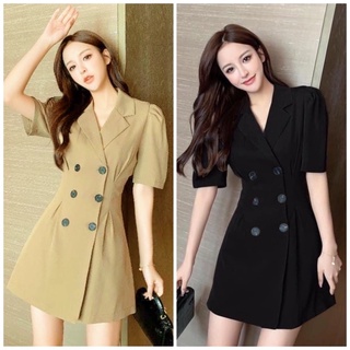Đầm vest 6 nút 2 màu, váy công sở cổ vest