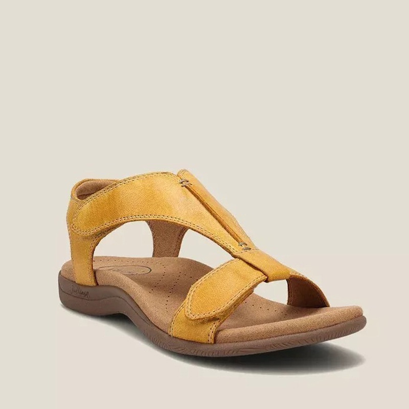 Tikp Giày Sandal Bằng Da Đế Xuồng Dày Quai Dán 6 Màu Tùy Chọn Size 35-42 Cho Nữ