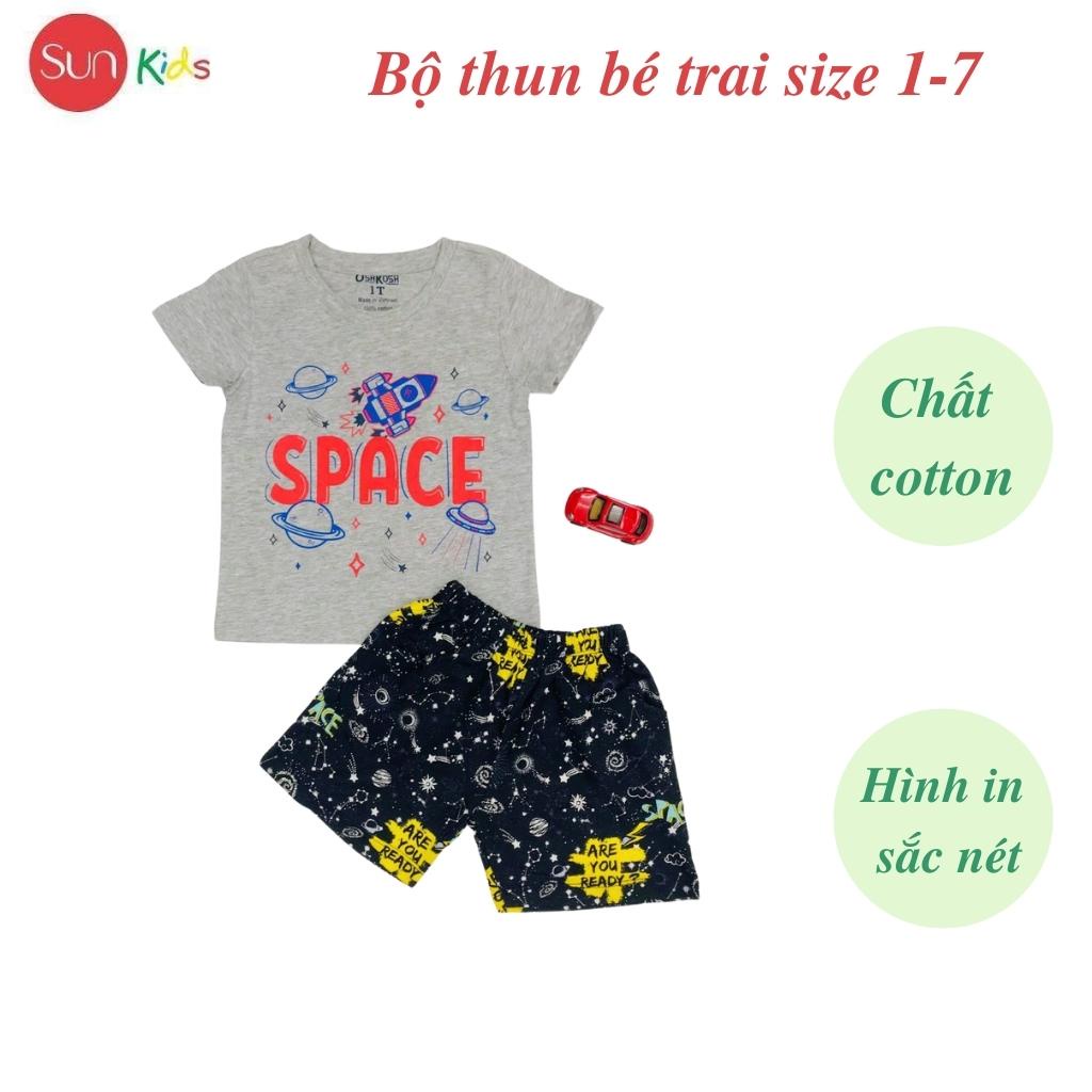 Đồ bộ bé trai, đồ bộ trẻ em chất thun cotton, size 1-7 tuổi, có nhiều màu - SUNKIDS