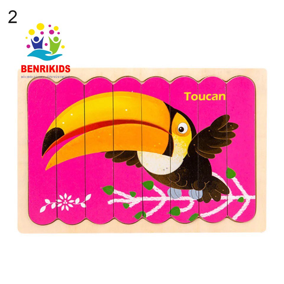 Bộ Domino Đồ Chơi Ghép Hình  Que Kem Xếp Hình 2 Trong 1 Bằng Gỗ [Mỗi Tranh Xếp  2 Hình]