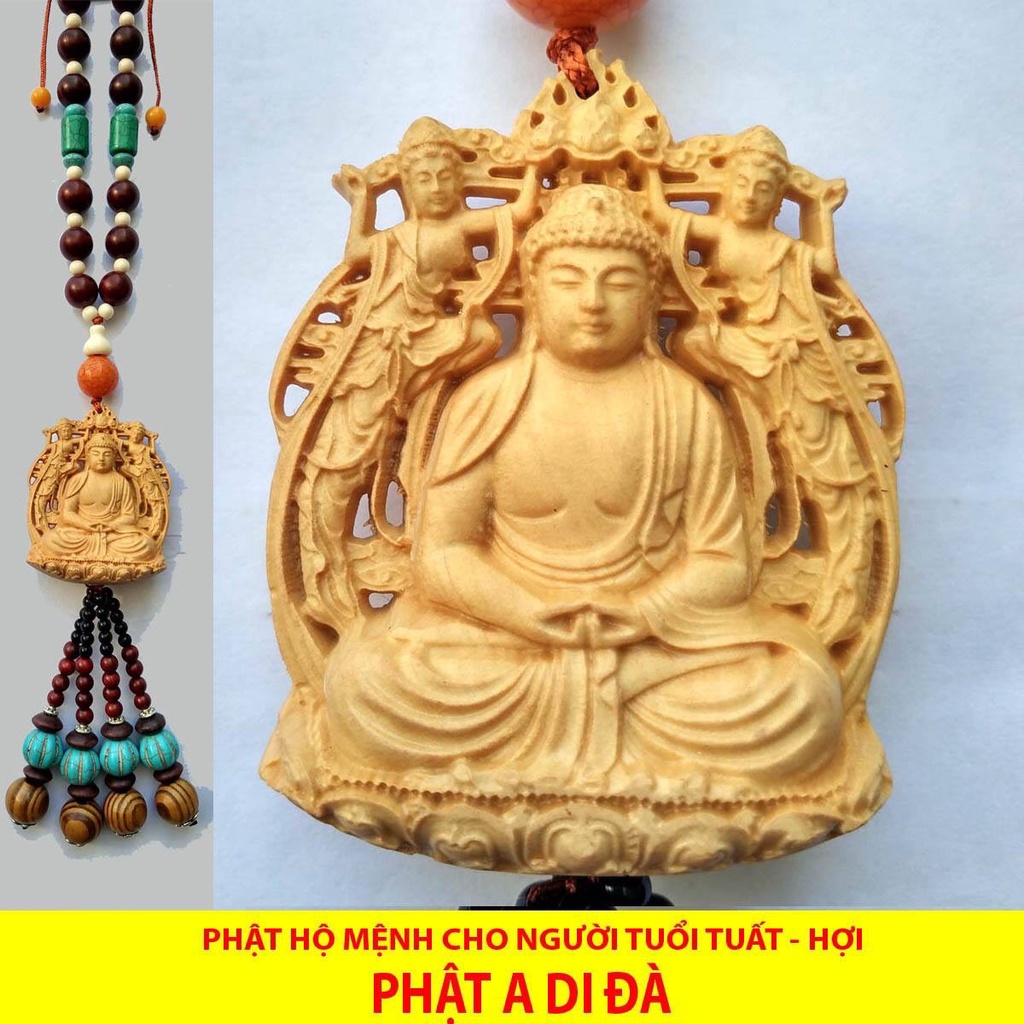 Dây treo gương Ô Tô - Tượng Phật bản mệnh từng tuổi gỗ hoàng Dương