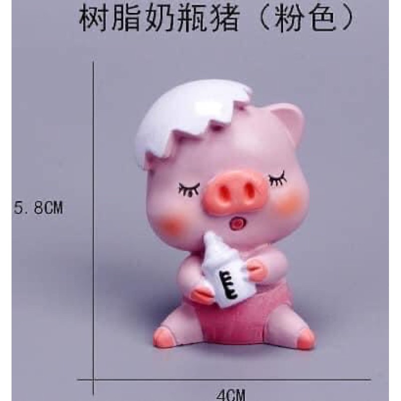 [Freeship] 1 Cặp Bé Heo Cầm Bình Sữa Trang Trí Bánh Kem