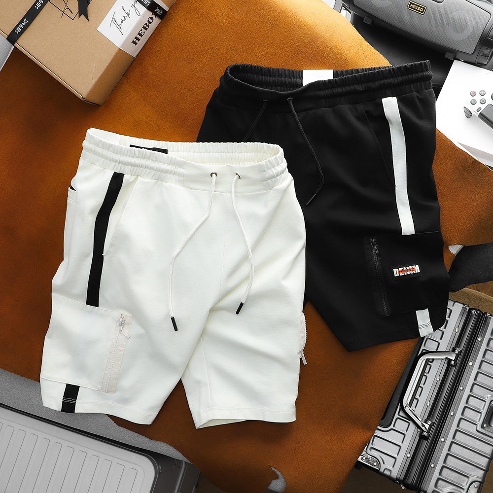 Quần short thun nam chất vải PC gân, túi có zip cao cấp HEBOZ 2M - 00001229