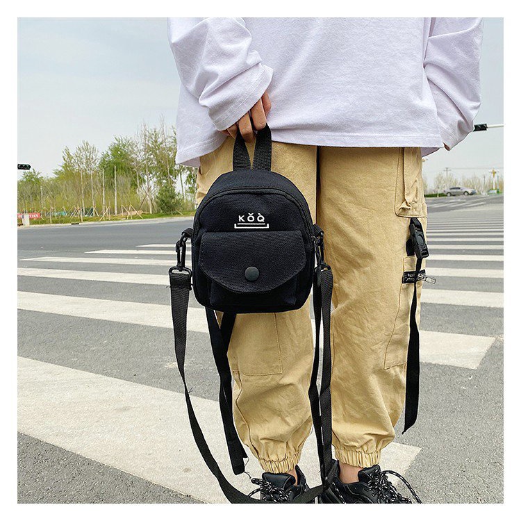 Túi vải canvas đeo vai mini đa năng thời trang cho nữ