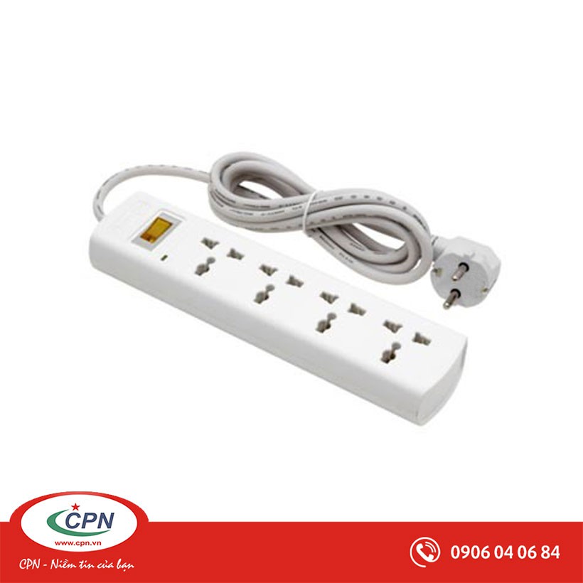 Ổ cắm điện Huntkey SZM401 - 2500W, 4 lỗ 3 chân đa năng, chống sét, cáp 1.5m,