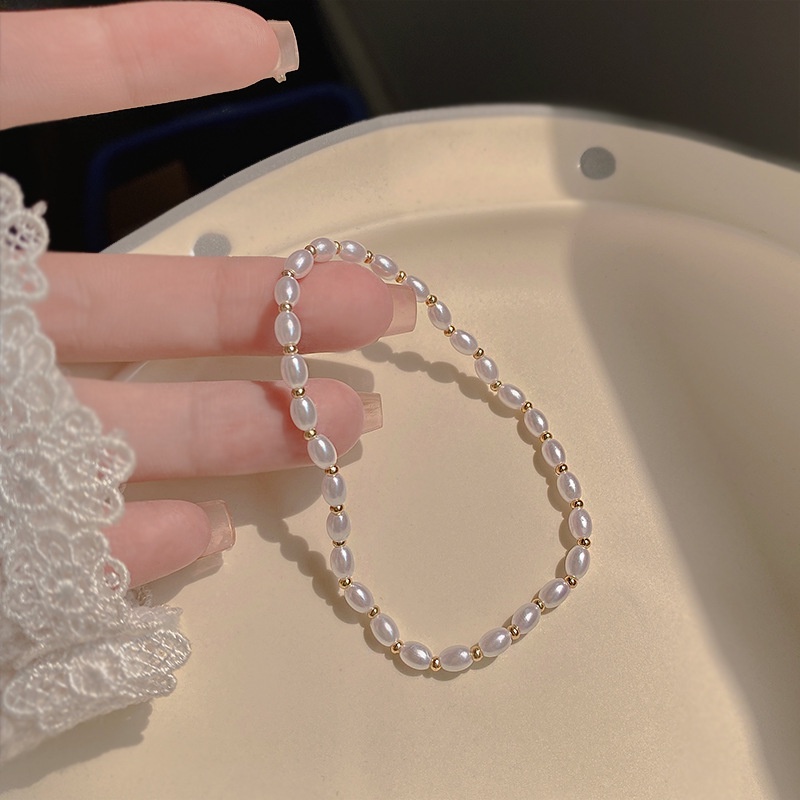 Vòng Tay Ngọc Trai Bằng Nhựa Resin Phong Cách Retro Mới 2022