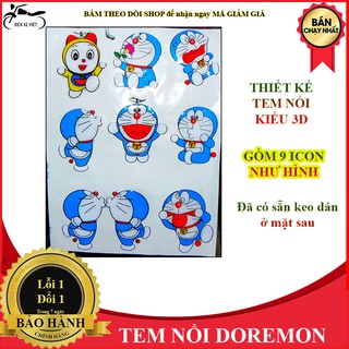 [ẢNH THẬT] 1 TẤM TEM NỔI, DECAL DÁN HÌNH DOREMON GỒM 9 ICON CỰC DỄ THƯƠNG - TEM NỔI KIỂU 3D CHỐNG NƯỚC VÀ KHÔNG PHAI MÀU