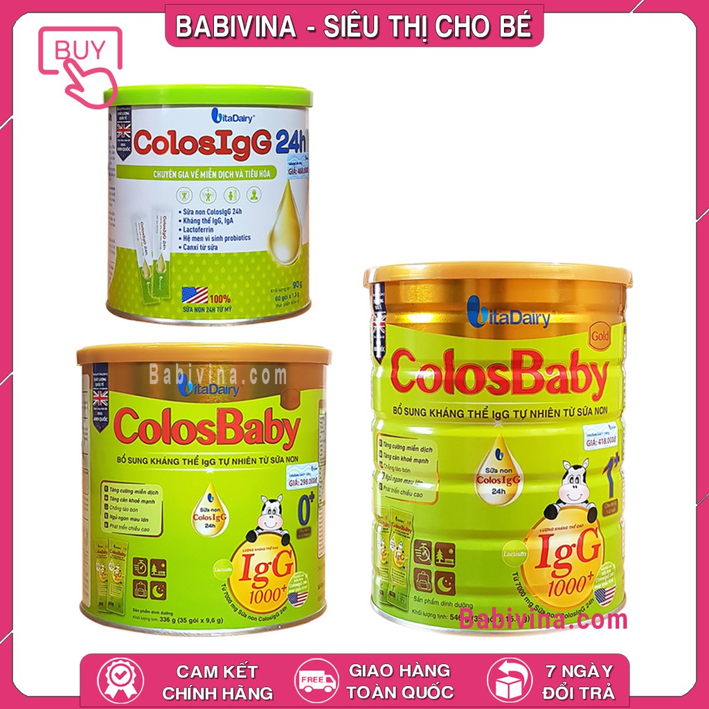 [CHÍNH HÃNG] Sữa Non ColosIgG 24h 90G, ColosBaby Gold số 0 (35 Gói 336G), ColosBaby Gold  số 1 (35 Gói 546G)