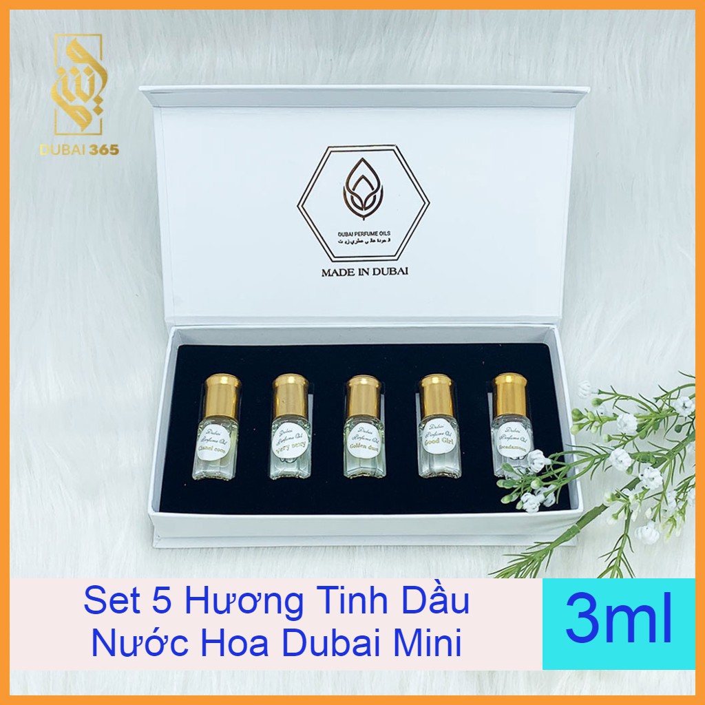 Set 5 Mùi Hương Tinh Dầu Nước Hoa Dubai Mini Thơm Lâu Dành Cho Nữ - 3ml
