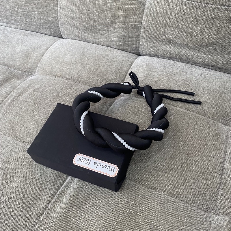 Mấn đen xoắn 1 dây hạt, vấn lụa, mấn áo dài