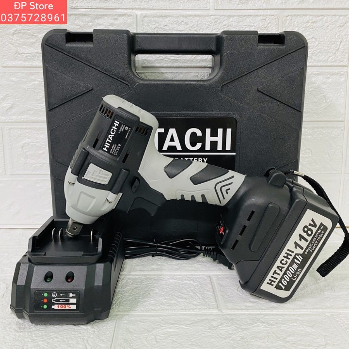 Máy Siết Bulong Hitachi 199v, pin 10cell, không chổi than, tặng bộ đầu chuyển đa năng và 3 đầu khẩu