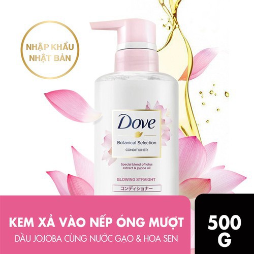 Kem Xả Giúp Tóc Bóng Mượt Dove Chiết Xuất Hoa Sen và Dầu Jojoba 500G - Hàng siêu thị