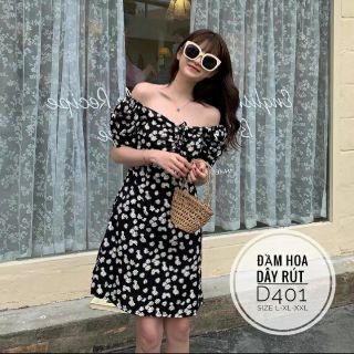 Bigsize Đầm hoa cúc dây rút D401