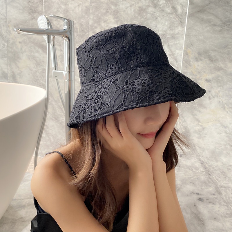 Nón Tai Bèo Phối Ren Mỏng Vành Phẳng Kiểu Nhật Bản Thời Trang Mùa Hè Cho Nữ