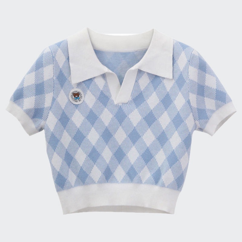 Áo Sơ Mi Dệt Kim Ngắn Tay Cổ Chữ V Thời Trang Mùa Hè 2022