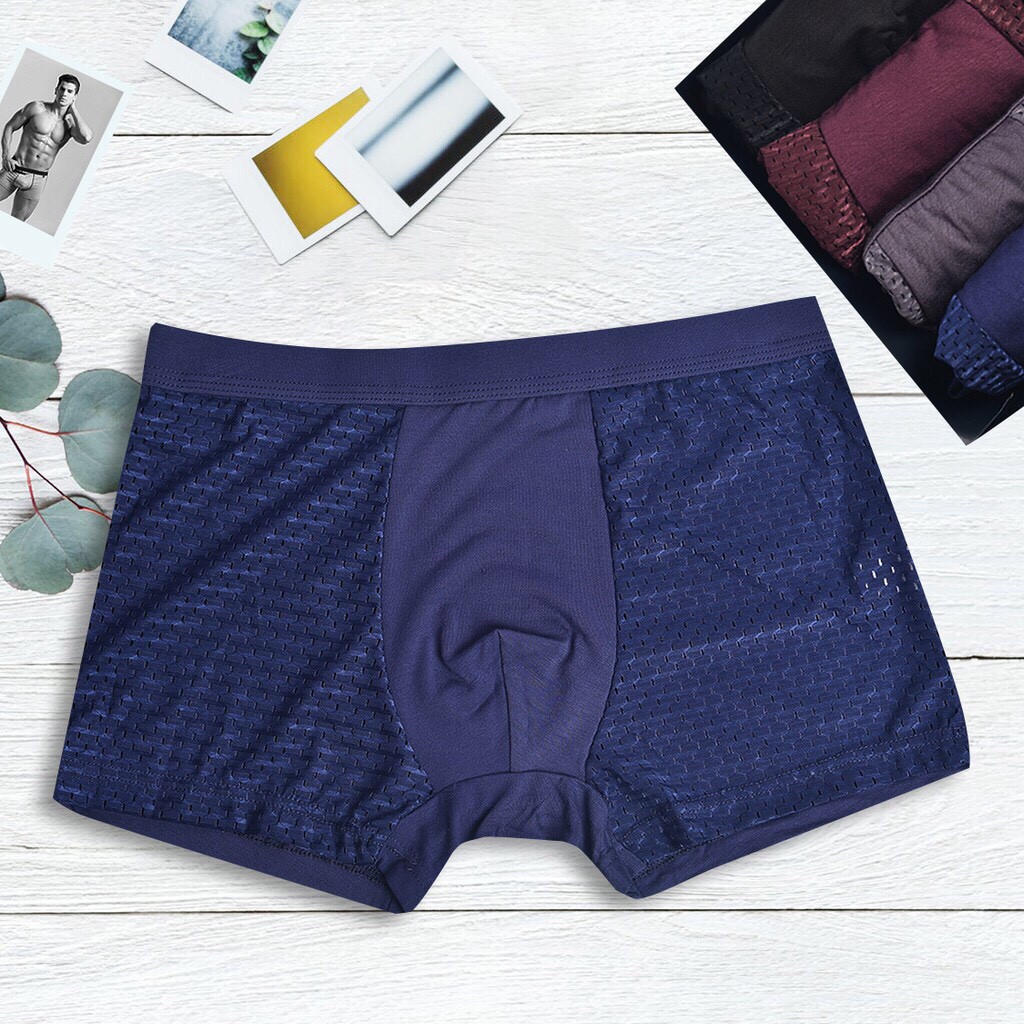 Hộp 4 Quần Sịp Đùi Nam Cotton Thun Lạnh Cao Cấp Có Hộp Đựng - Quần lót boxer nam thông hơi