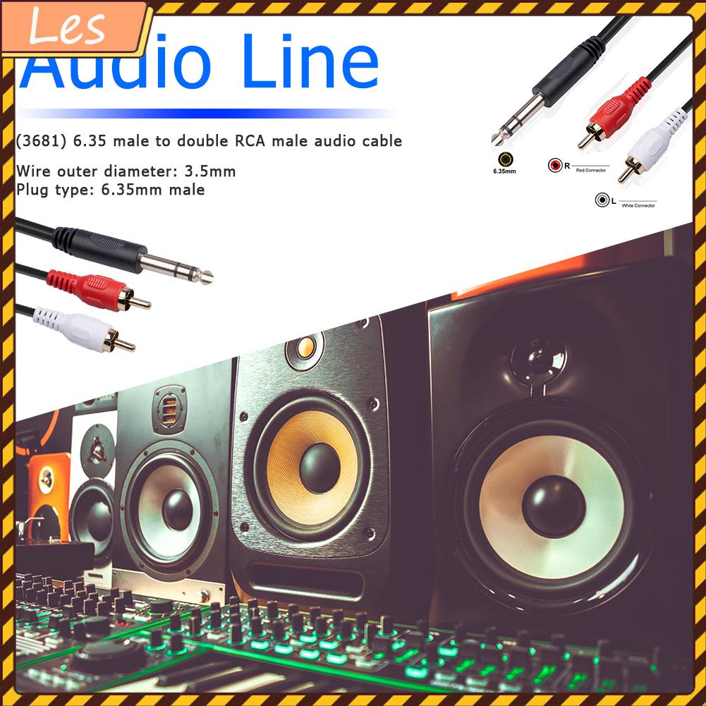 Dây cáp âm thanh chuyển đổi từ 2 RCA sang 1/4 inch 6.35mm TRS dài 1.5m/4.9ft