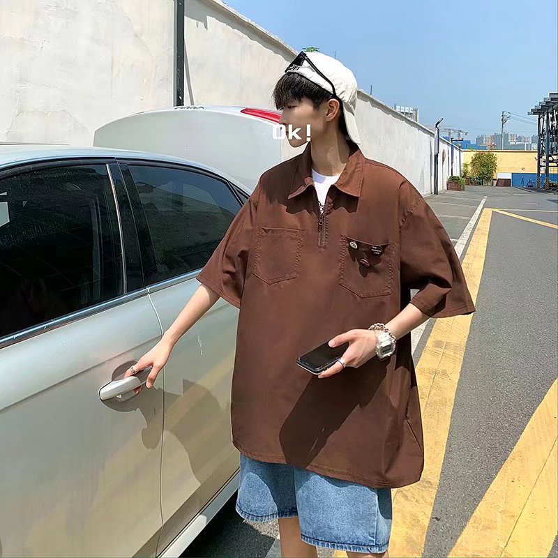 Áo Thun Polo Tay Ngắn Thời Trang Hàn Quốc Sành Điệu Cho Nữ Màu thuần khiết ngắn -Áo sơ mi polo của đàn ông Mềm mại thời trang thoải mái ngắn tay áo
