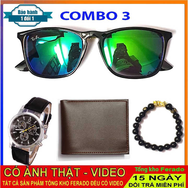 COMBO 4 món phụ kiện Đồng hồ kính mắt ví da vòng tùy hưu