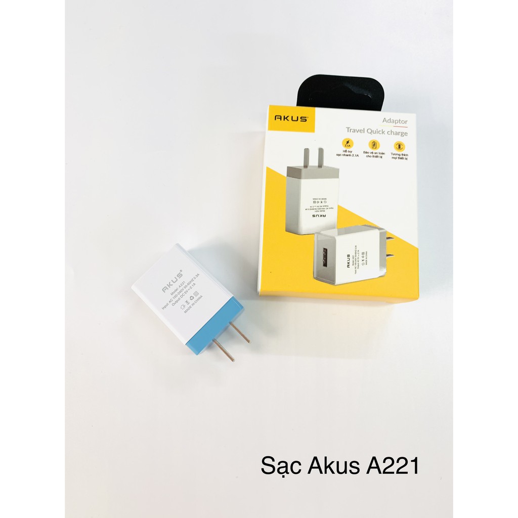 CỦ SẠC AKUS 2.1A - A221 Hàng chính hãng - Bảo hành 12 tháng - Akus